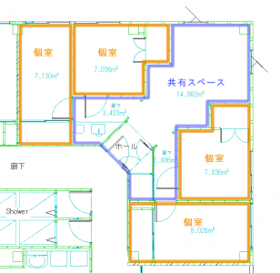 ユニット単位でのシェアハウスの画像